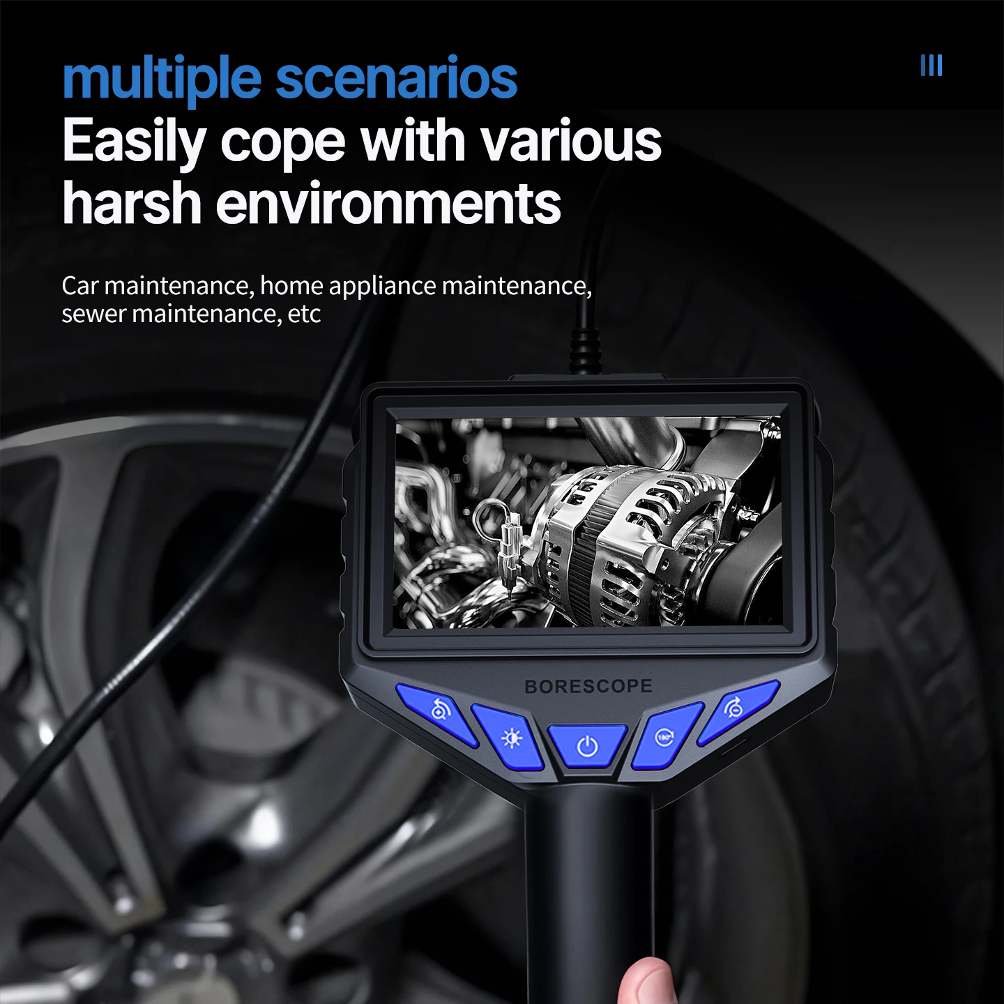 Endoscope Camera with Light, 8mm 1080P HD Borescope, IP67 Waterproof Snake Camera，Inspecting Walls, Automotive Engines, Pipes