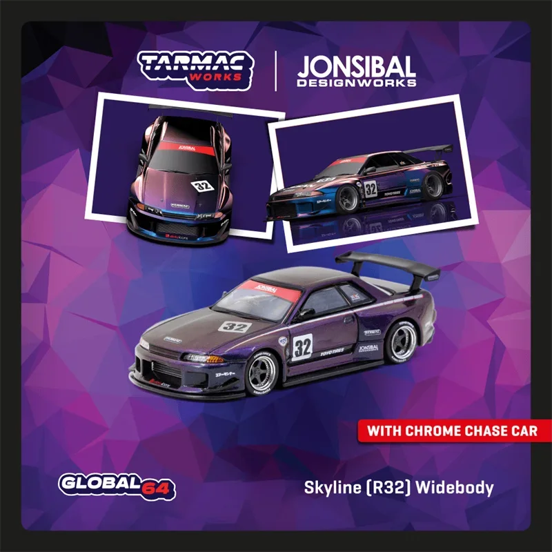 **Pre-Order** Tarmac Works 1:64 Skyline (R32) JONSIBAL Midnight purple Diecast Model Car