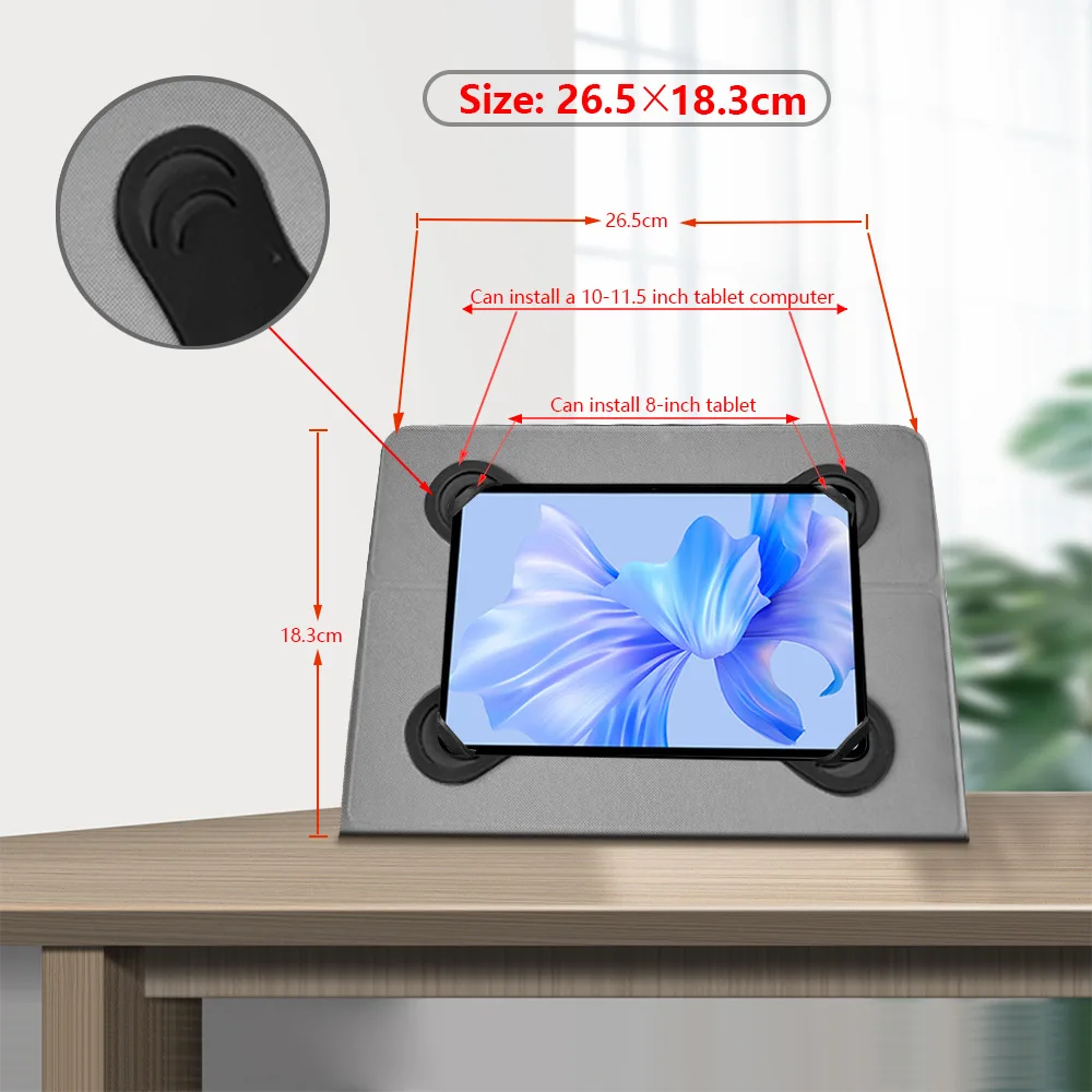 Fotografia 3: Capa para tablet de 9,7 polegadas, 10 polegadas, 10,1 polegadas, 11 polegadas, 11,5 polegadas.   Capa protetora universal de couro, tripla, com suporte.