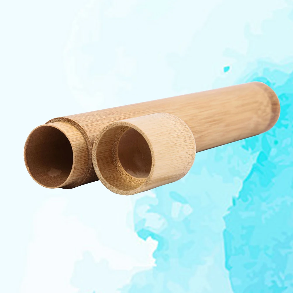 칫솔 케이스 휴대용 대나무 칫솔 튜브 여행 하이킹 캠핑용 경량 보관 케이스 빈티지 디자인 친환경