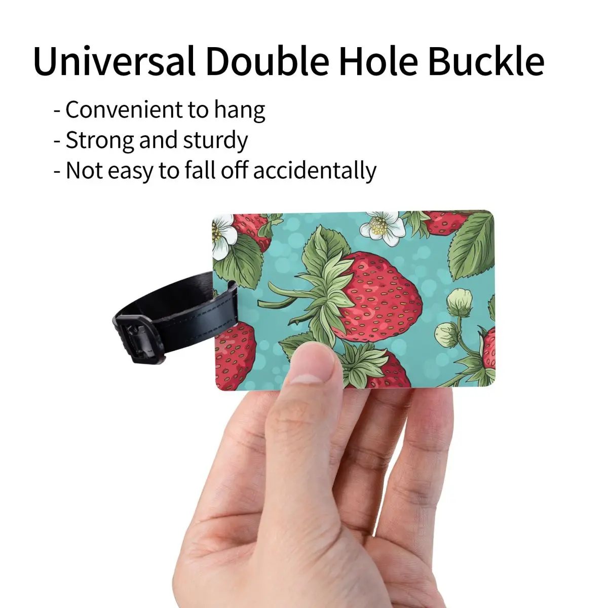 جميلة عالية التصميم الفراولة مع الزهور نمط علامات الأمتعة الأمتعة الصعود علامة التسمية حامل معرف اسم العنوان #3