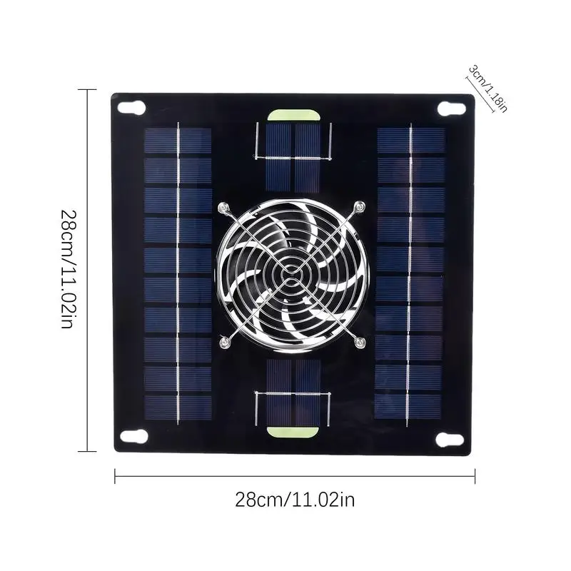 10W 11inches Solar Exhaust Fan Waterproof Vent Fan Solar Panel Powered Fan Air Extractor For Dog Chicken House RV Greenhouse Fan