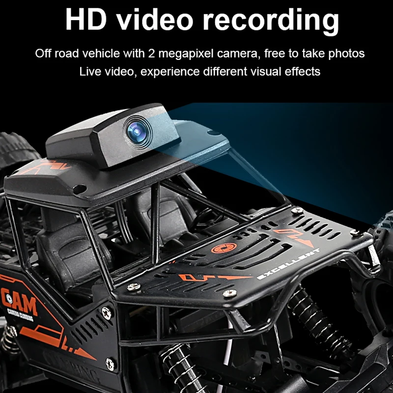 Voiture Rc avec caméra HD FPV WIFI, Machine sur télécommande, cascade 1:18 2.4G SUV, radiocommandée, jouets d'escalade pour enfants sur un signe
