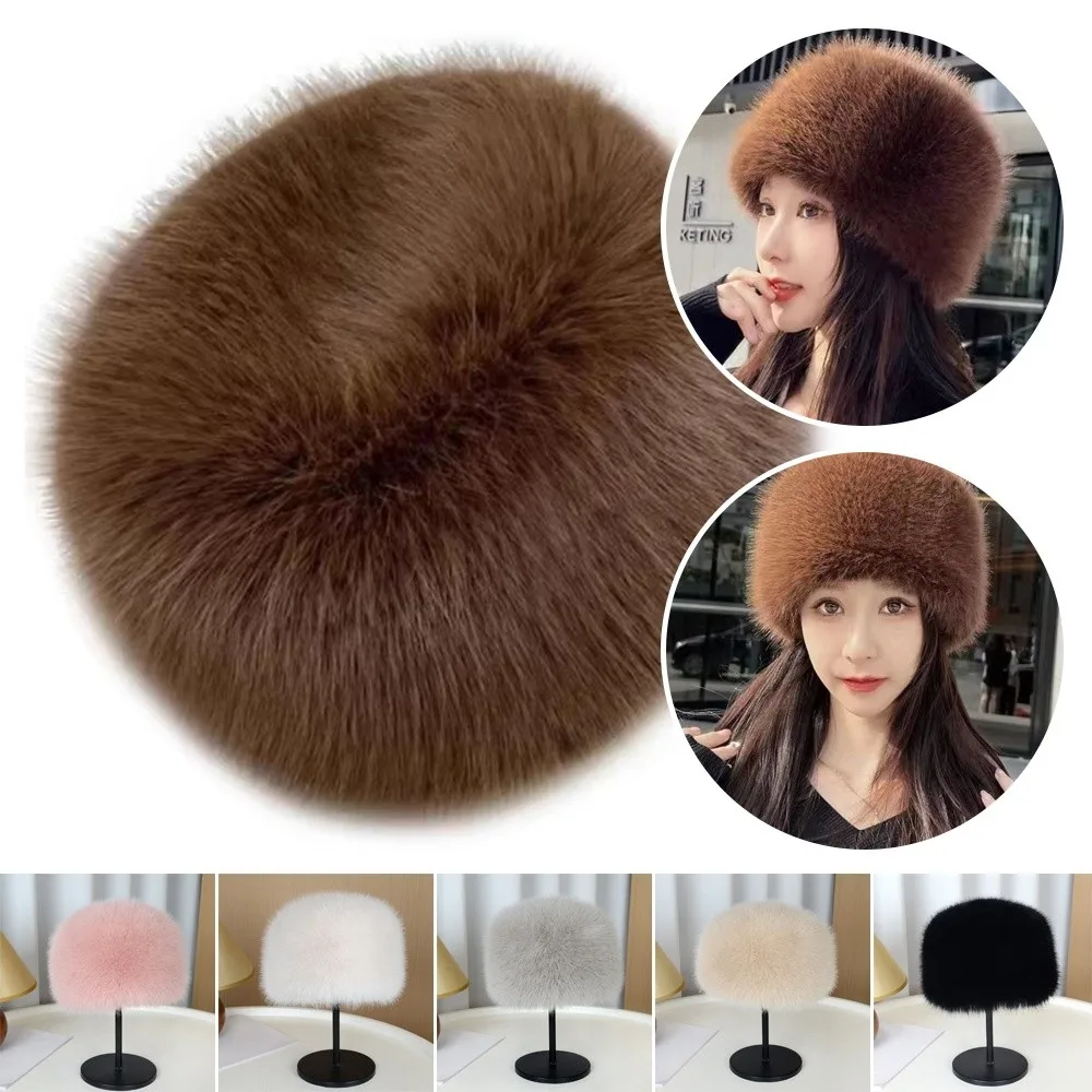 

New Plush Fluffy Fur Bucket Hat Ear Protection Furry Fisherman Hat Soft Warm Snow Ski Cap Winter