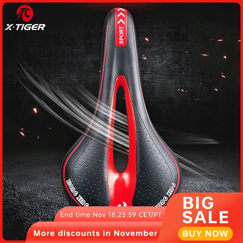 

X-TIGER Bicycle Saddle Bike Seat 280* 145mm Road Cycling PU Leather Sponge saddle Urban Commuting Soft Seat Ergonomic Cushion