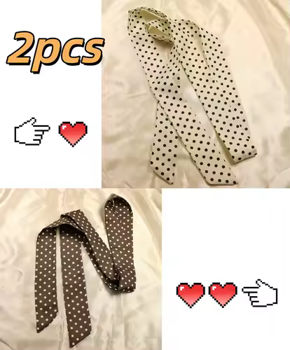 Fashion Dot Ribbon Silk Scarf Women Thin Neck Scarves Lady Small Shawls Bandana Narrow Female Neckerchief Dress Accessories - Image 9