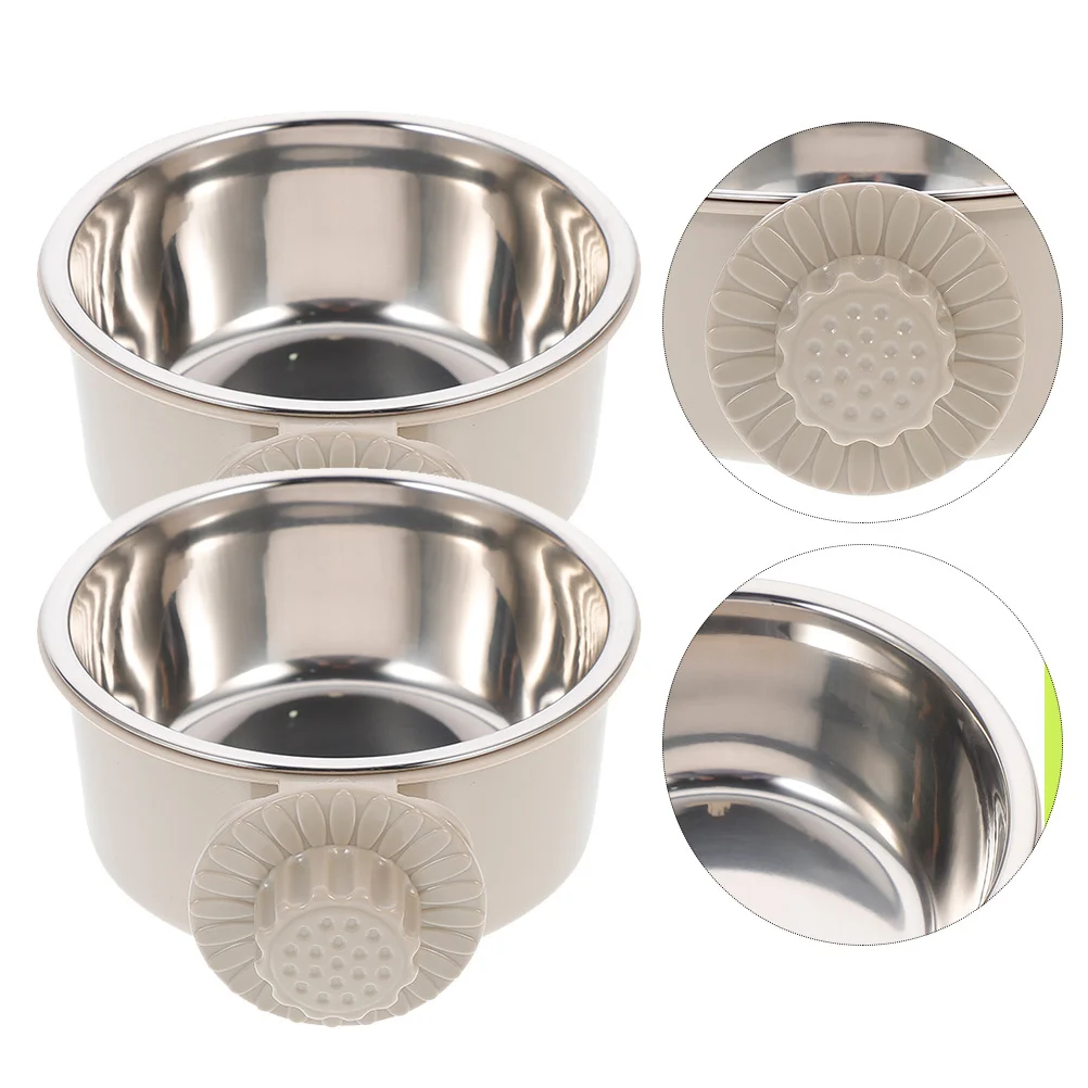 

2Pcs Hanging Stainless Steel Pet Bowl Noise Reduction Secure Fit for Dog Cat Feeder Removable Food Water Dish Ideal Crate Kennel