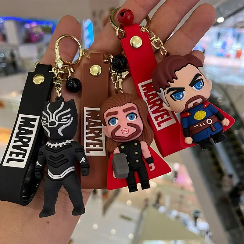 

Marvel Cartoon The Avengers Keychain Spiderman Iron Man Captain America Thor Batman Keyring Keys Holder Gifts for Friends