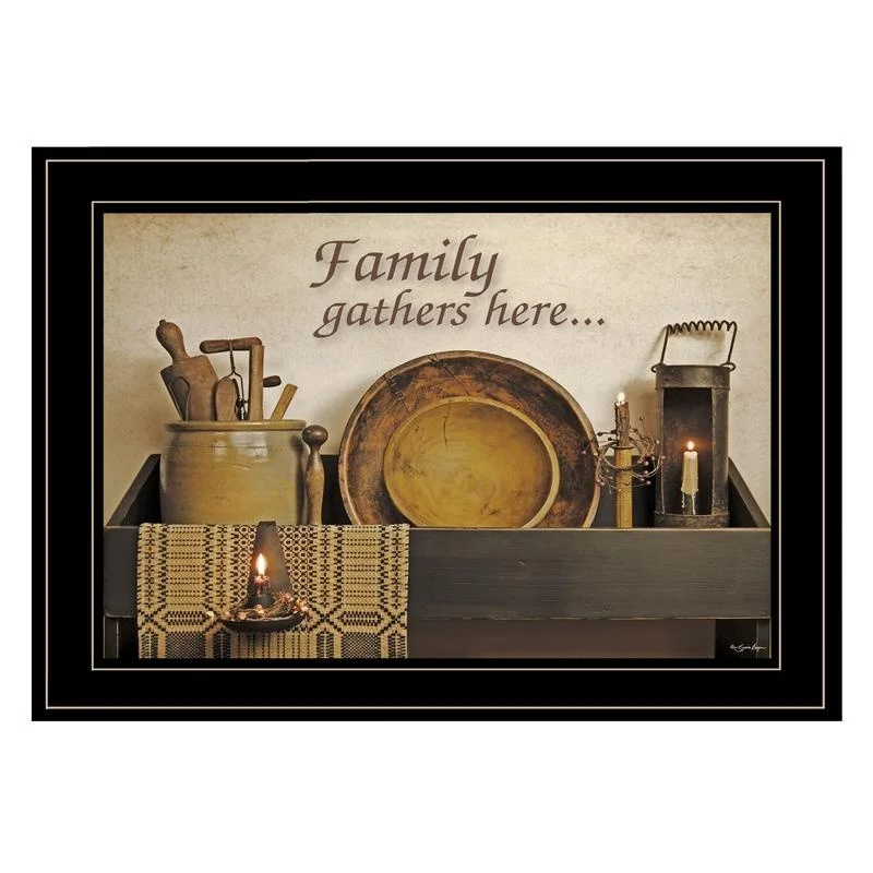

Family Gathering Wall Art Print, Black Frame, Ready to Hang