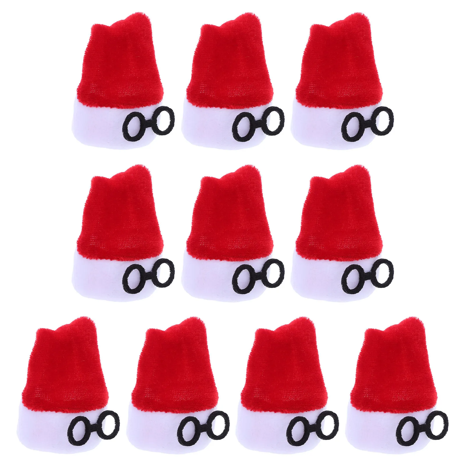

10 Pcs Mini Santa Hat Dollhouse Accessories Miniature Hats DIY Hair Red Clothing