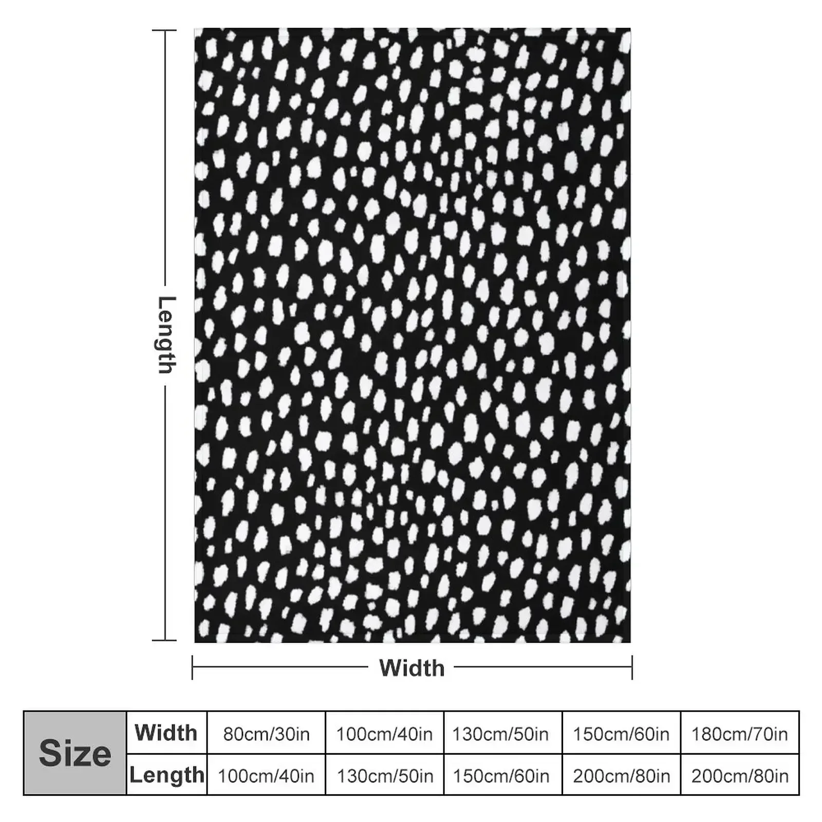 Handmade polka dot brush strokes (black and white reverse dalmatian) Throw Blanket