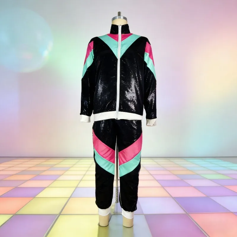 

Спортивный комплект для отдыха из 2 предметов: женский эластичный костюм в стиле хиппи для дискотек, ретро-костюм для квадратных танцев и фитнеса, костюм для ролевых игр и выступлений