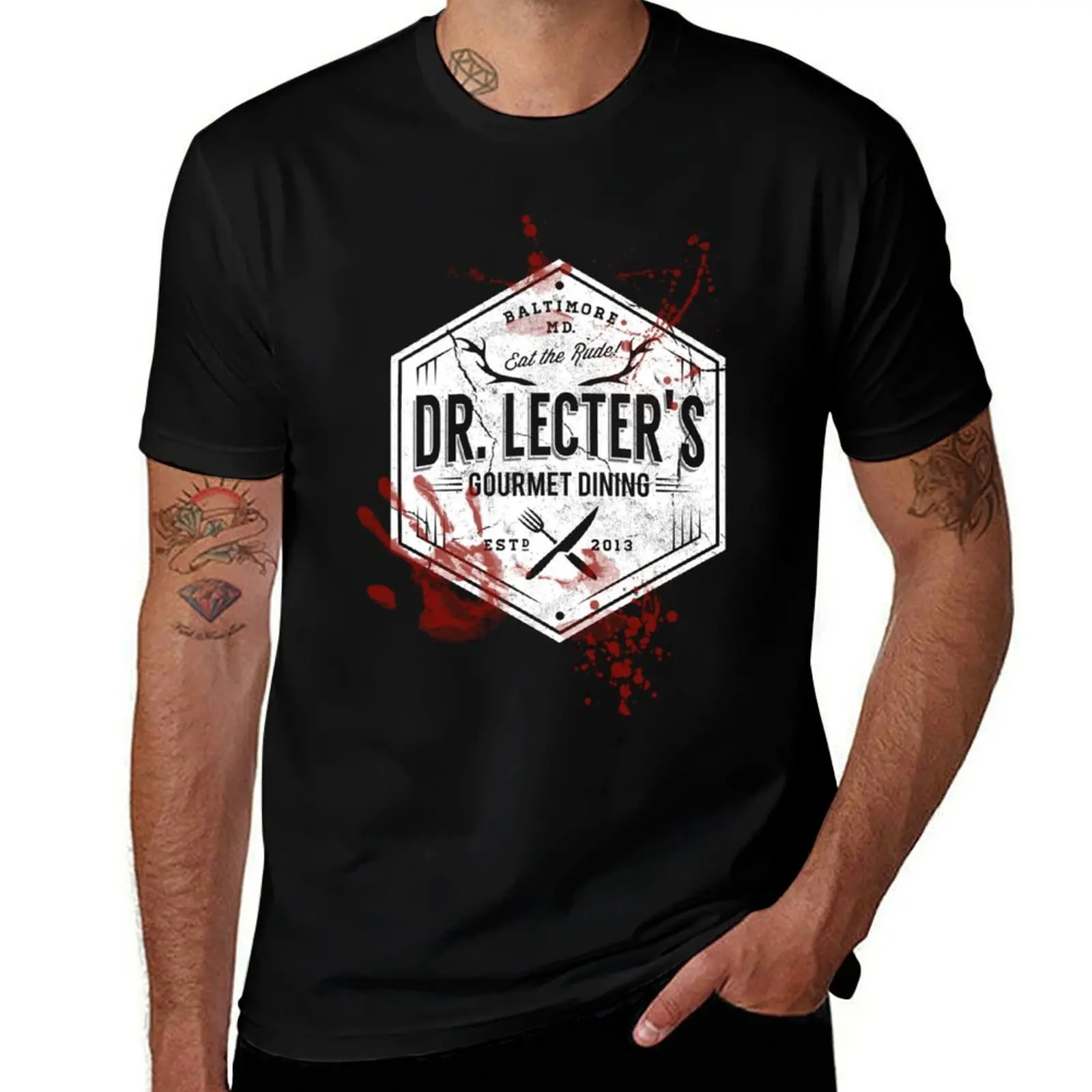 Dr Lecter&x27;s Gourmet Dining - White Version T-Shirt printed t shirts for man T-Shirt