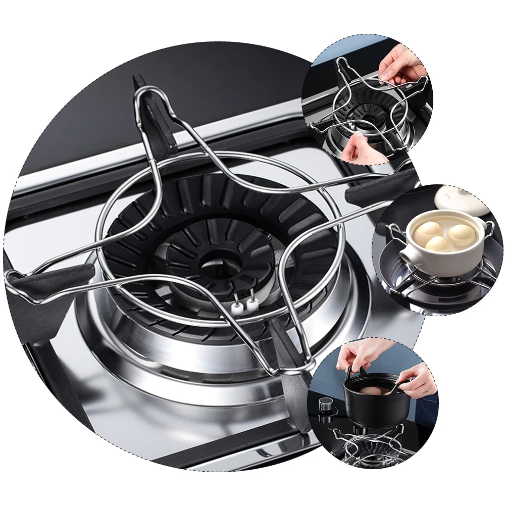 

1pc Stove Steaming Stand Gas Stove Rack Stainless Steel 4 Legs Smooth Milk Pot Bracket Cookware Parts Steam Rack Hob Support