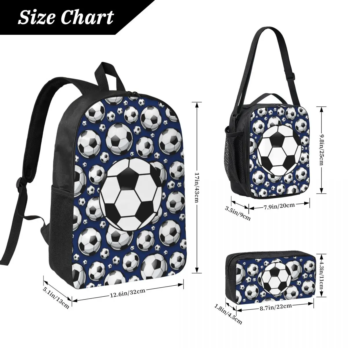 Mochila deportiva de pelota de fútbol para estudiantes, niños y niñas, mochila escolar, bolsos de hombro para ordenador portátil, bolsa de almuerzo con aislamiento de 3ps, estuche para lápices