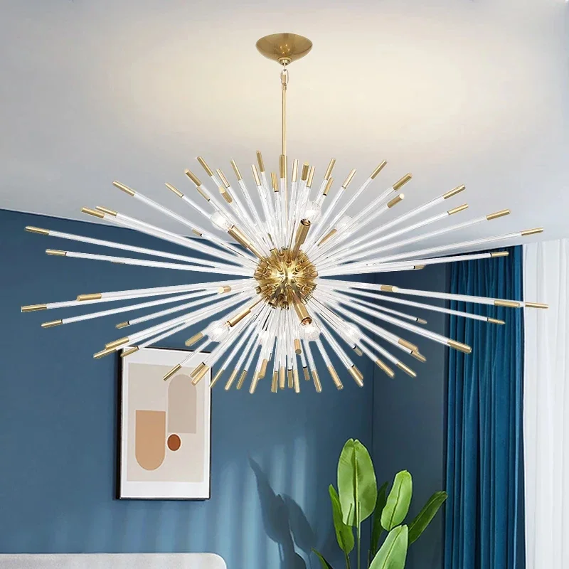 Imagem -03 - Nordic Starburst Lustre para Sala e Quarto Designer de Luxo Criativo Bola de Luz Suspensa Sala de Jantar Dourada Luminárias