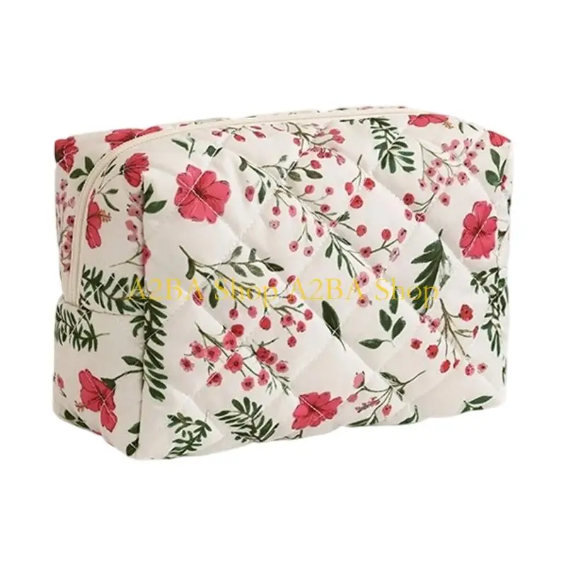 A2BA Makeup Bag Daily Cosmetic Essential with Wide Base Quilted Outer Finish