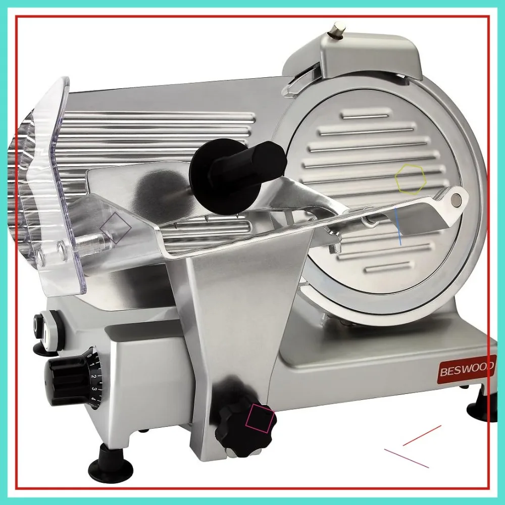 

Электрическая слайсер-машина для нарезки мяса, сыра и продуктов, 10-дюймовое лезвие из хромированной стали премиум-класса, для коммерческого и домашнего использования, 240 Вт