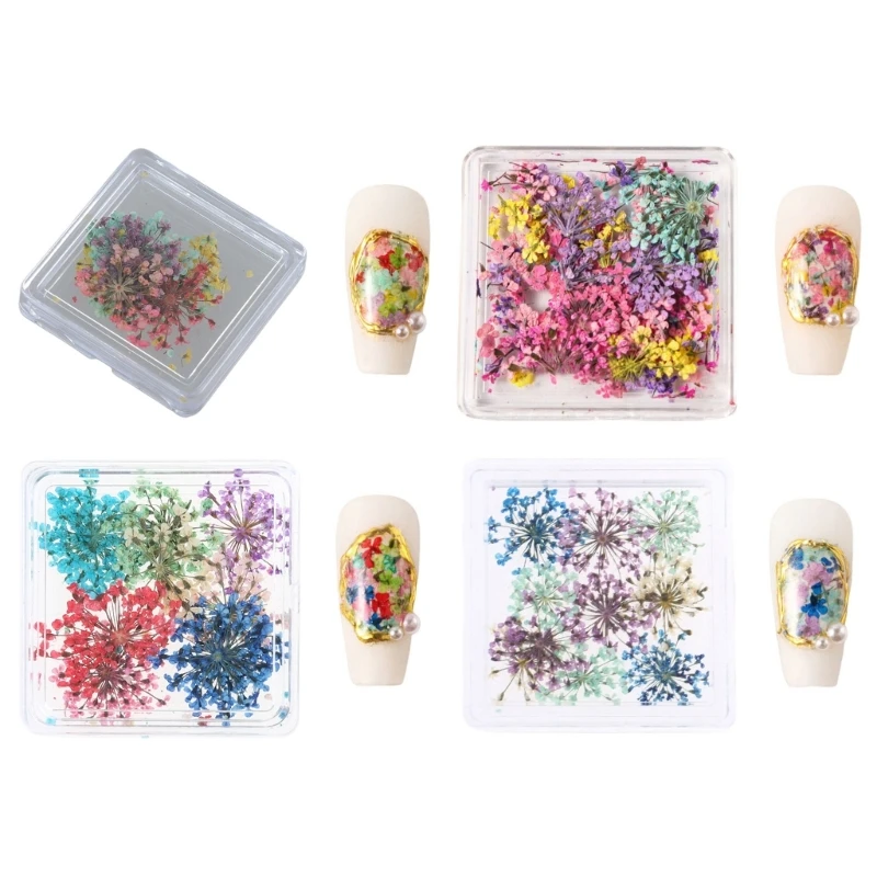 Japanese Designs Dried Flower Nails Art Nails Art Decorations for Weddings Dropship