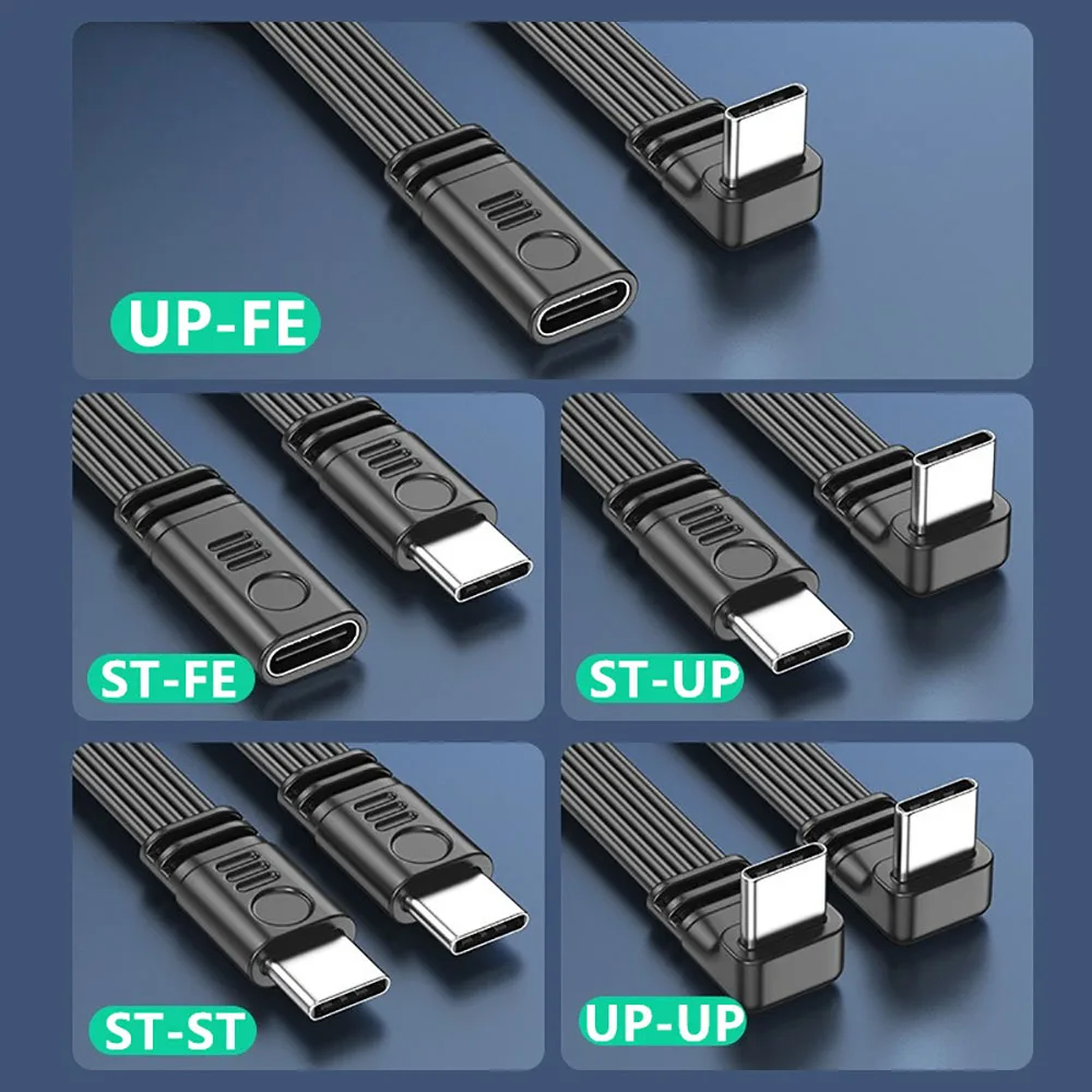 90‑Degree Right‑Angle USB‑C Male to Female Cable Fast Charging 480Mbps High‑Speed Data Cord for iPhone Samsung Xiaomi Smartphone