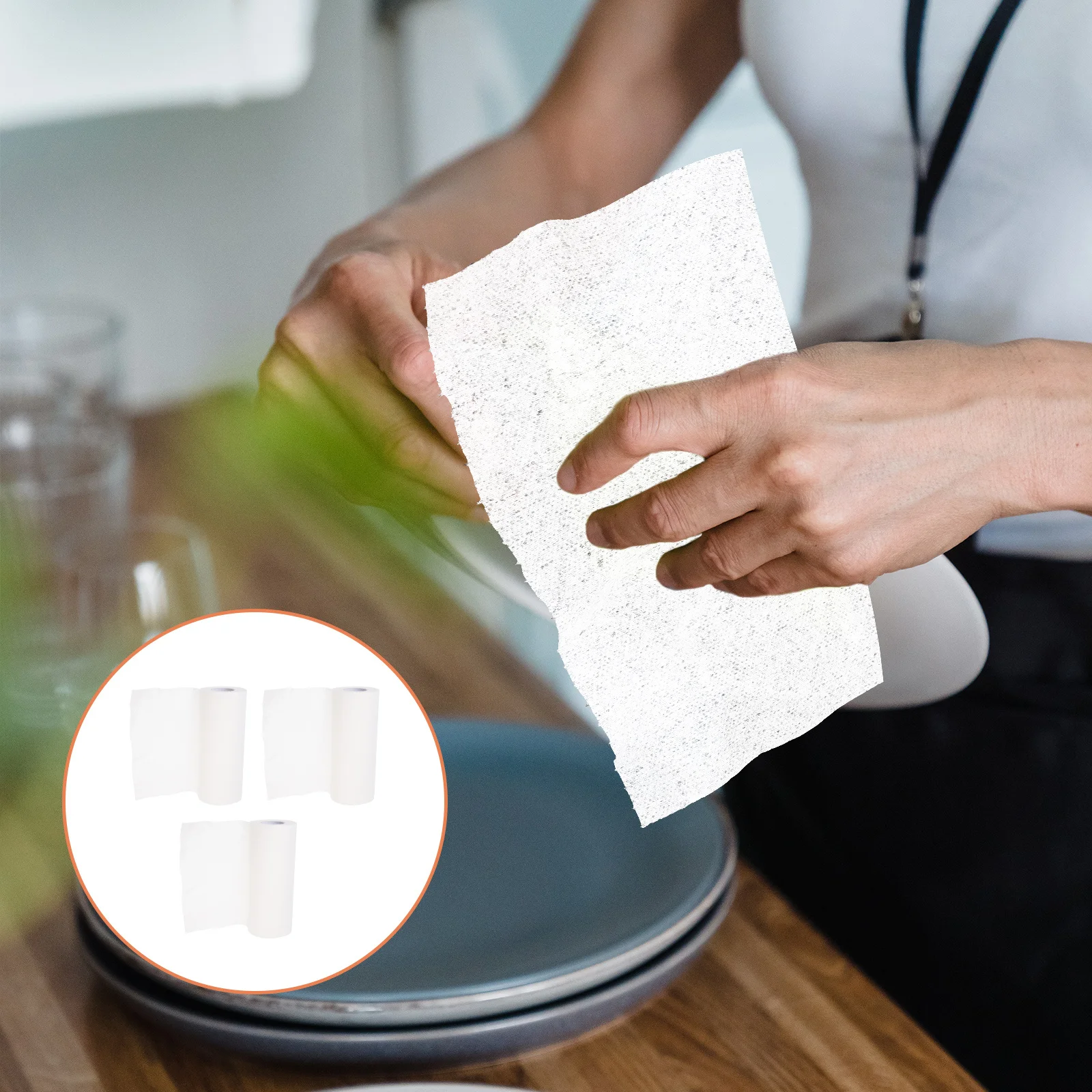 

3 Rolls Dry Wet Dual Use Cleaning Cloth Disposable Dish Cloths for Kitchen Washing Utensils High Absorbency Non-Woven Fabric