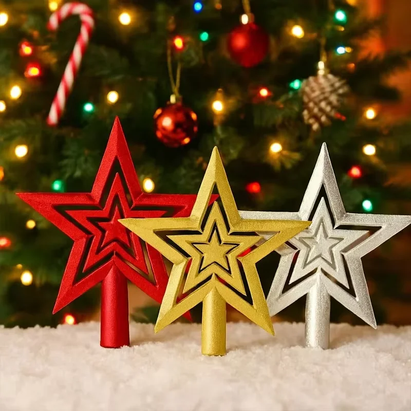 1-20PC Christmas Tree Topper Star Golden Glitter Star Ornament for Tree Top Wreath Holiday Party Home Decoration Christmas Decor