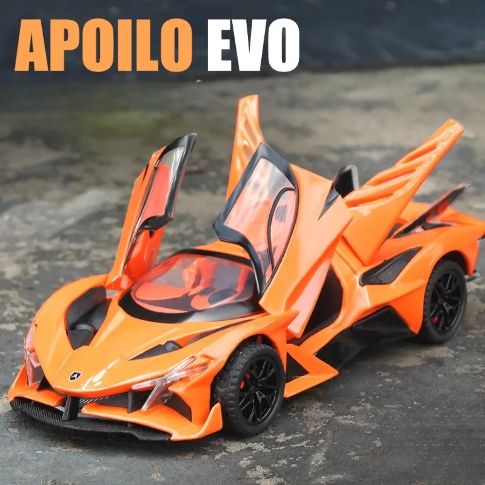 

1:32 Apollo EVO Игрушечная модель автомобиля из сплава, имитация литья под давлением, изысканный дизайн интерьера, заднее колесо, откатные автомобили, подарок для мальчиков