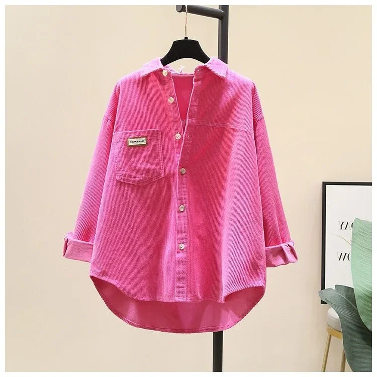 سميكة سروال قصير طويل الأكمام قميص نسائي الخريف الشتاء نمط جديد عادية فضفاض موضة النسخة الكورية منتصف طول سترة مفتوحة