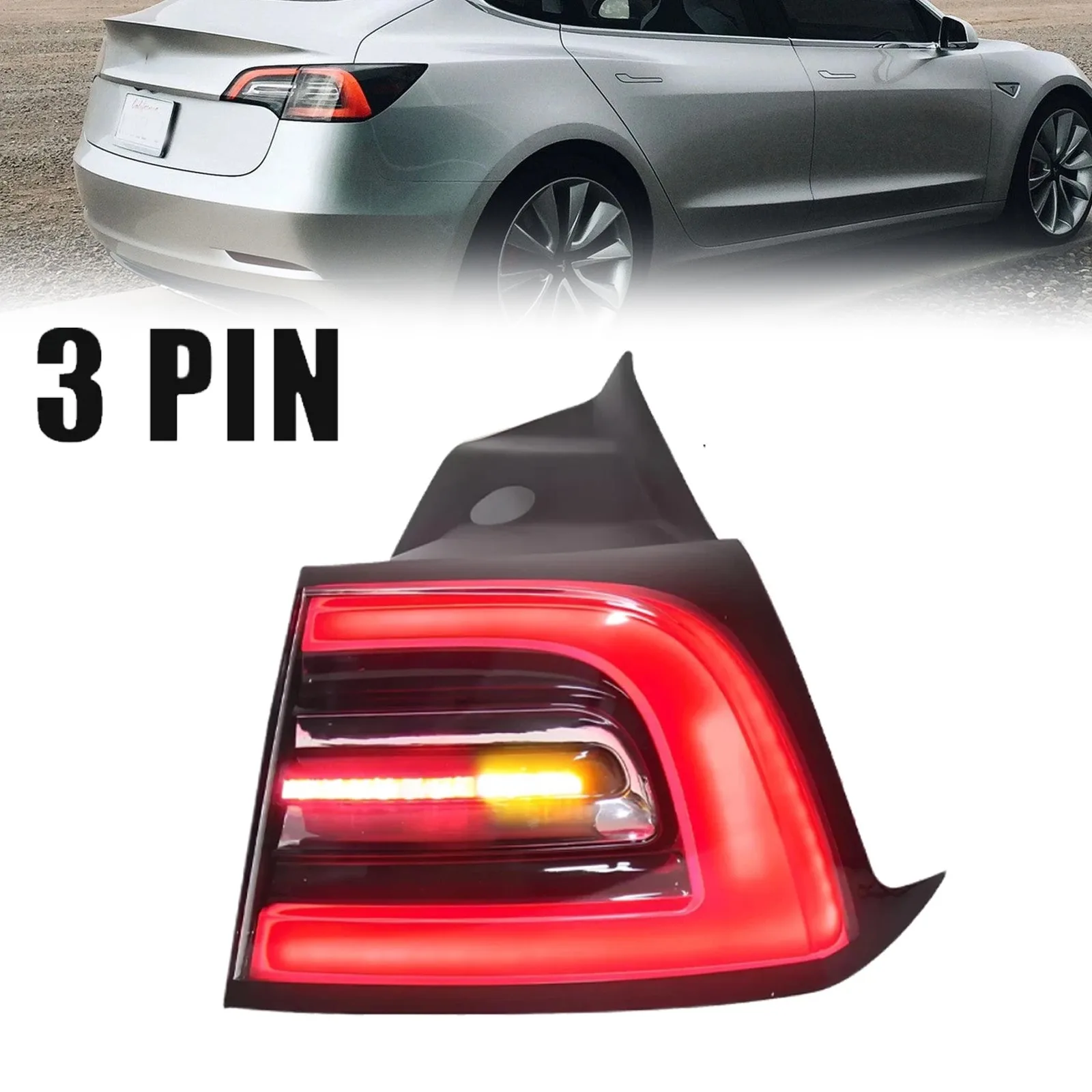 

For Tesla Model 3 Y 2017-2023 17 LED 3-pin Tail Lamp Rear Right Side Outer Light