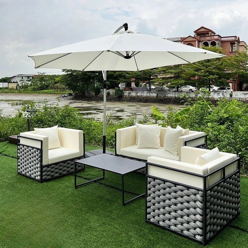 Nordic outdoor furniture courtyard seaside beach Teslin webbing sofa villa garden aluminum coffee table chair