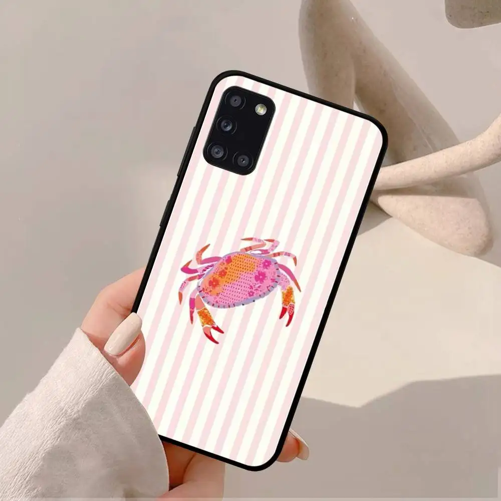 海洋生物、カニ、ロブスターのスマホケース Samsung A52 A53 A21 A32 A13 A12 A71 A31 A51 A40 A72 A73 A70 A22 A42 A50 A30 A20 A21 シェル対応