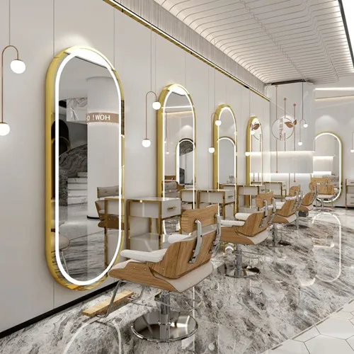 Salon Mirror,Double-Sided, Customizable logo,Modern LED ,Hair Cutting Mounted Simple ,European Barber Style