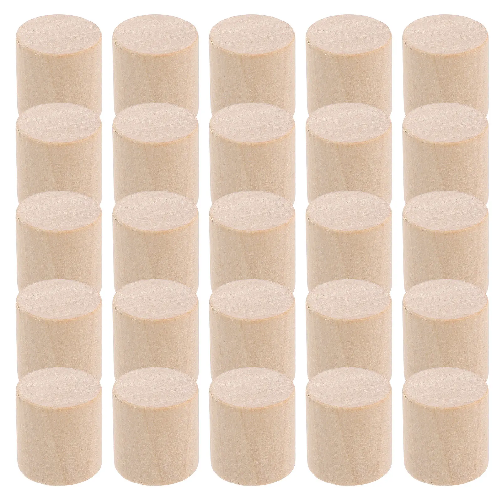 

50Pcs Wooden Cylindrical Craft Blocks Solid Wood Unfinished Round Wood Blocks for DIY Painting Carving Craft Materials