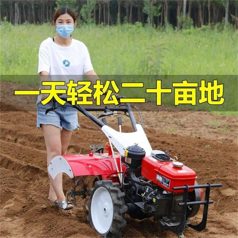 New Diesel Micro Tiller 4WD Rotary Tiller Agricultural Small Trenching Machine Plowing Ridge Ploughing New Type Cultivated