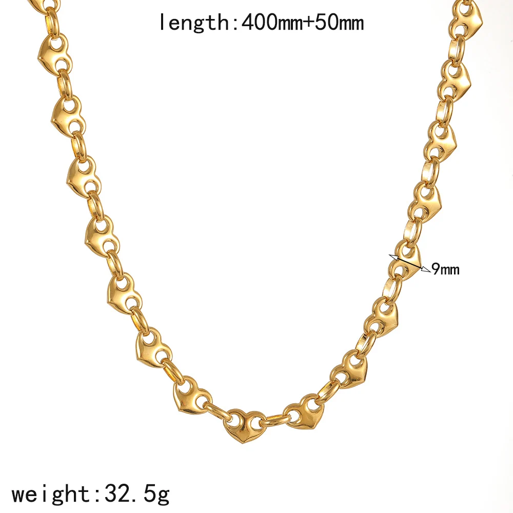 Modisches Edelstahl-Armband- und Halsketten-Set in Goldfarbe mit Mikro-Strass-Herzanhänger, Schmuckgeschenk – Detail 10