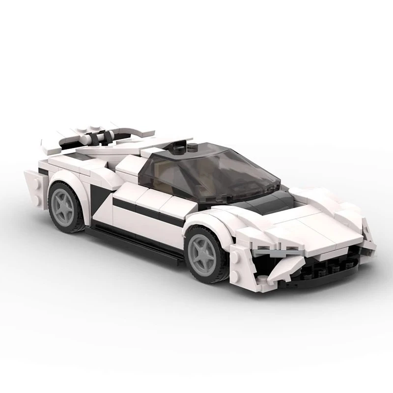 MOC 8-Wide Modern Electric Supercar White Color DIY Building Blocks Car Model Educational Toy
