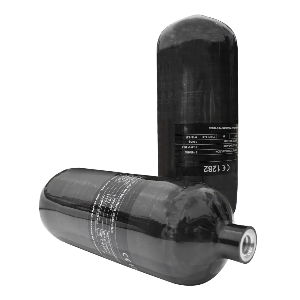 Imagem -05 - Tuxing-alta Pressão Tanque de Mergulho Cilindro de Fibra de Carbono Garrafa de ar Hpa Preto Rosca M18 x 1.5 300bar 2l 4500psi