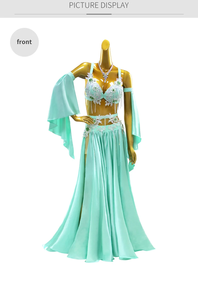 Orientalisches Tanzoutfit, langer Rock, Damen-Tanzkleidung, Bauchtanzkostüm, Bauchtanz-Unterrichtskleidung, Anzug 2026, Bühnenkostüm für Mädchen, Abendkostüm – Detail 7
