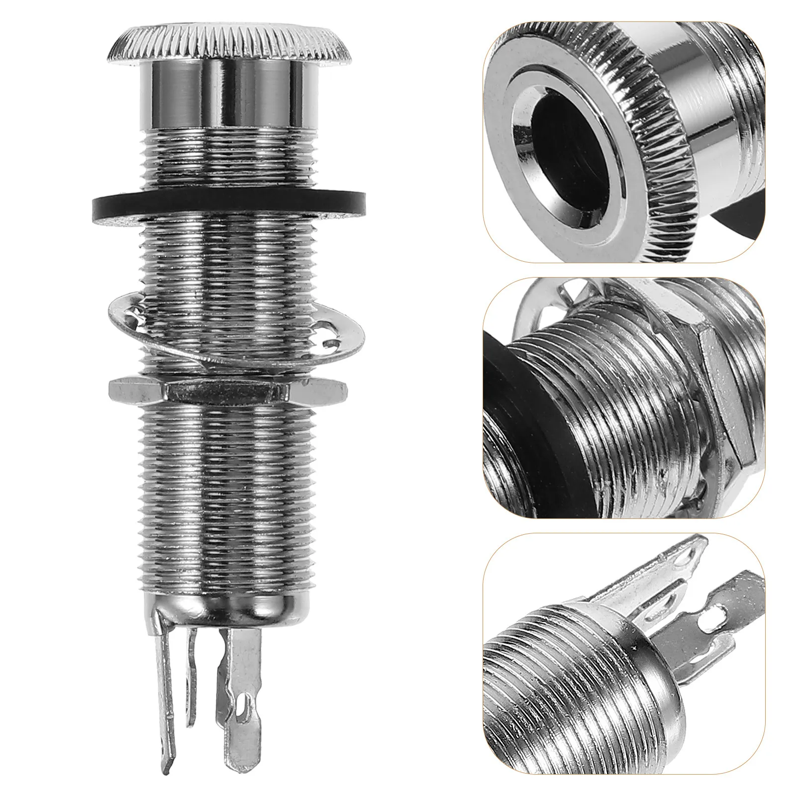 Barrel Jack Cylinder Stereo Socket for Electric Guitar Bass Replacement Flush Mount Output Jack High Sensitivity Copper Material