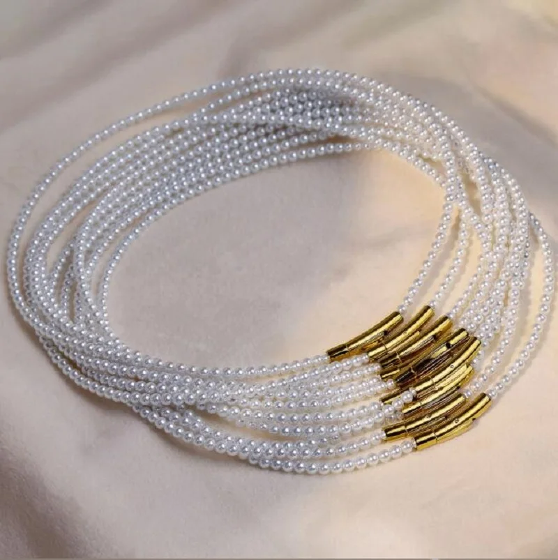 Genuine 5-6mm  White South Sea  Pearl Round Beads Necklace 16.5''  chain  necklaces  sterling silver 925  jewelry