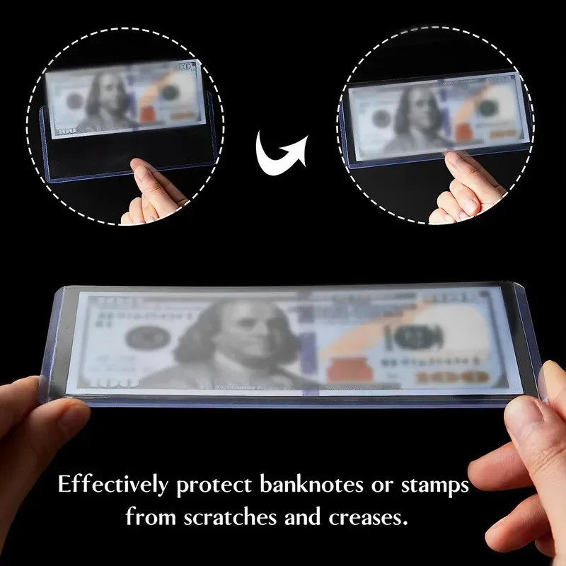 50Pcs PVC Transparent Rigid Plastic Banknote Protectors Two Sizes Protectors Sleeve Supplies for Collecting Plain Banknotes