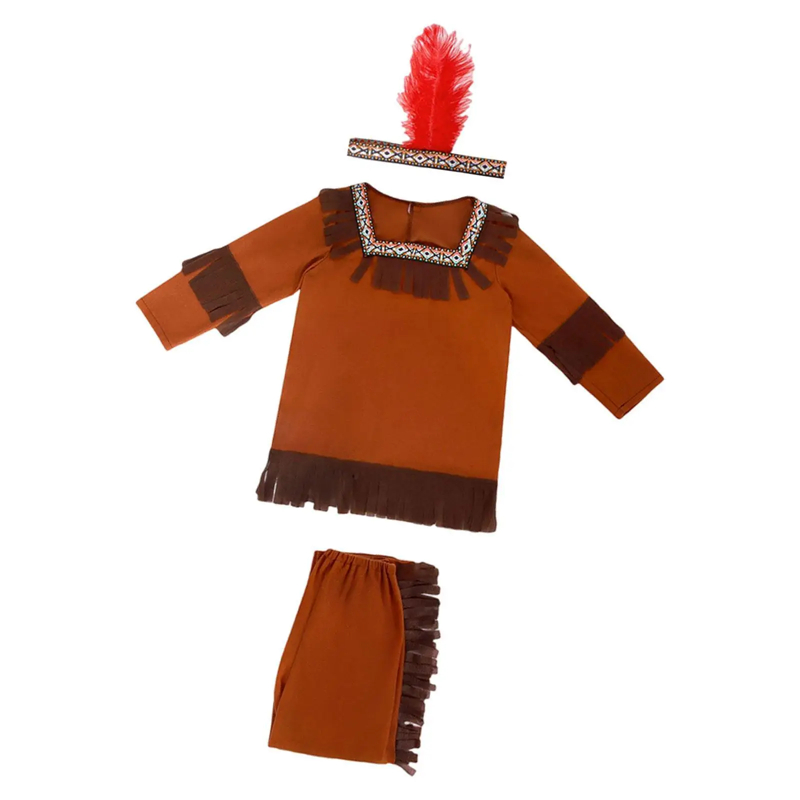 Native American Costume with Feather Headband Kids, Children Indian Costumes