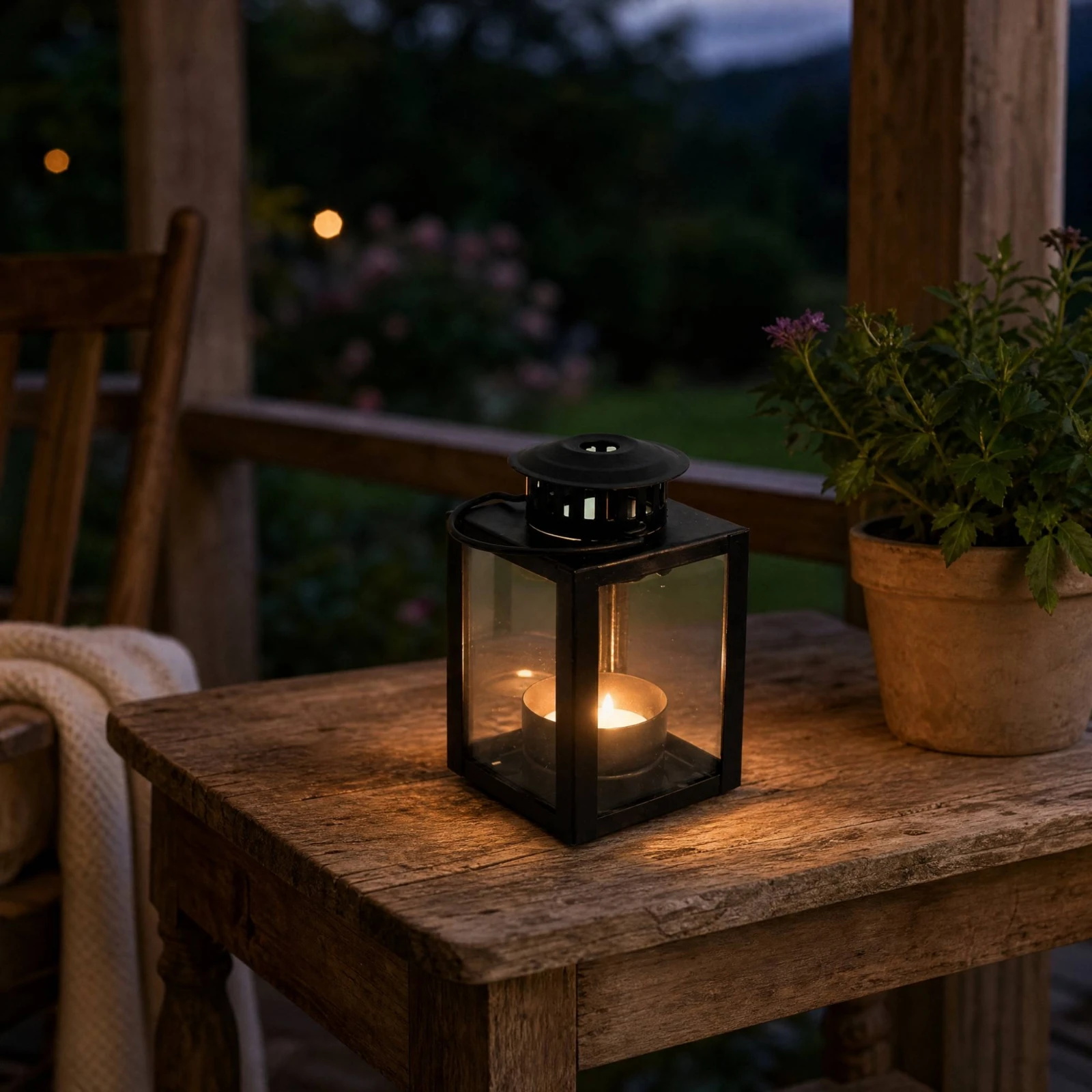 Metal Candle Lantern Vintage-Inspired Iron Candle Lantern with Ventilated Top Square Frame Tealight Holder Rustic Sturdy