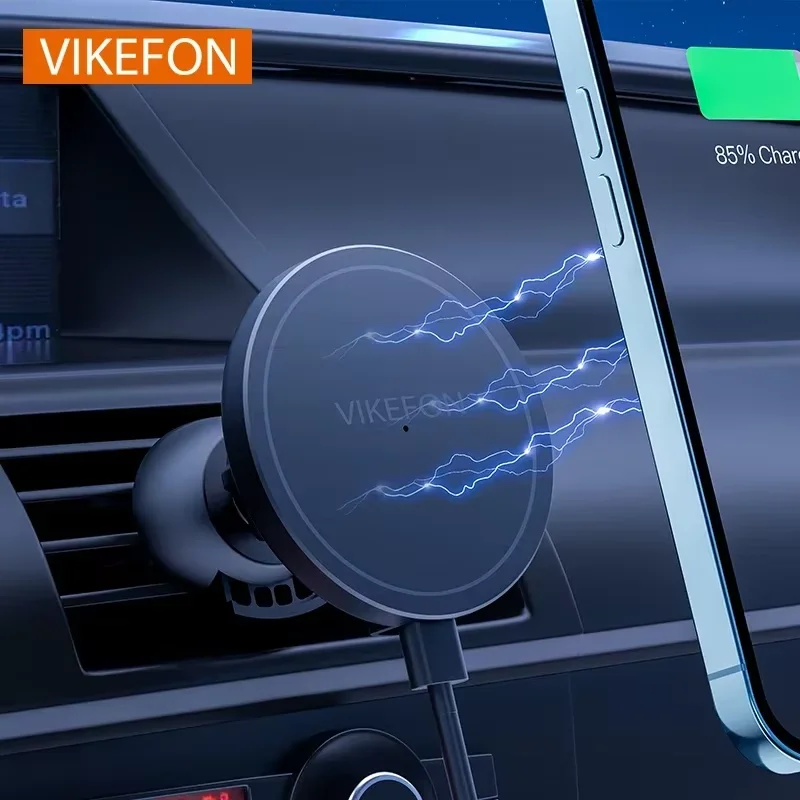 VIKEFON 30W Magnetic Car Wireless ChargerสําหรับiPhone 12 13 14 15 Pro Max Air Ventผู้ถือโทรศัพท์Stand Fastรถชาร์จ