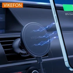 VIKEFON Magnetic Car Wireless Charger For iPhone 12 13 14 15 pro max Air Vent Car Phone Holder Stand Fast Car Charging