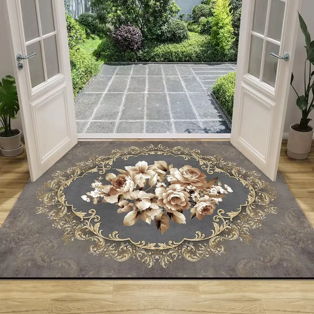 European Retro Entrance Door Mat Luxury Carpet for Living Room Decoration Large Area Rugs Home Bedroom Non-slip Floor Mat Tapete