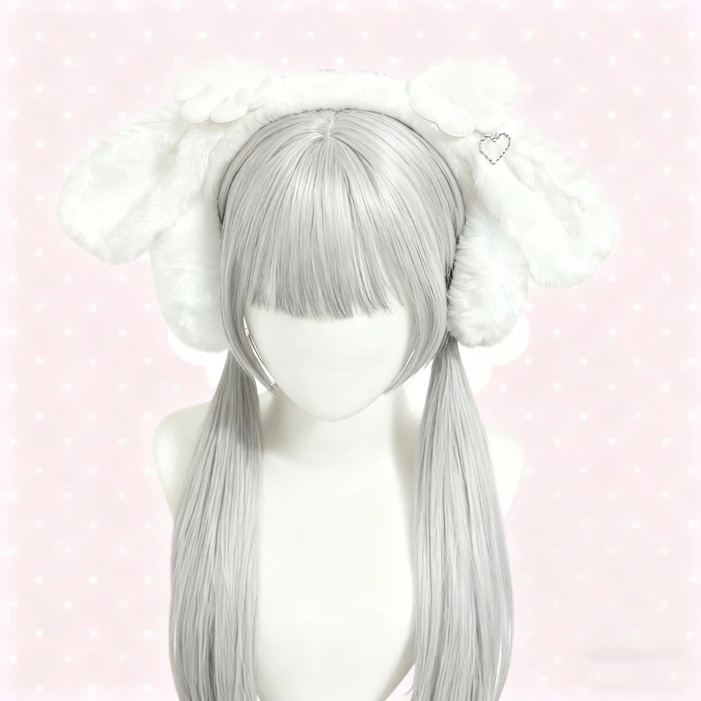 Harajuku اليابانية Bowknot أفخم غطاء للأذنين الأرنب الشعر هوب الدانتيل فروي لوليتا آذان أرنب عقال لطيف الأذن أغطية الرأس عرض كوميدي #5