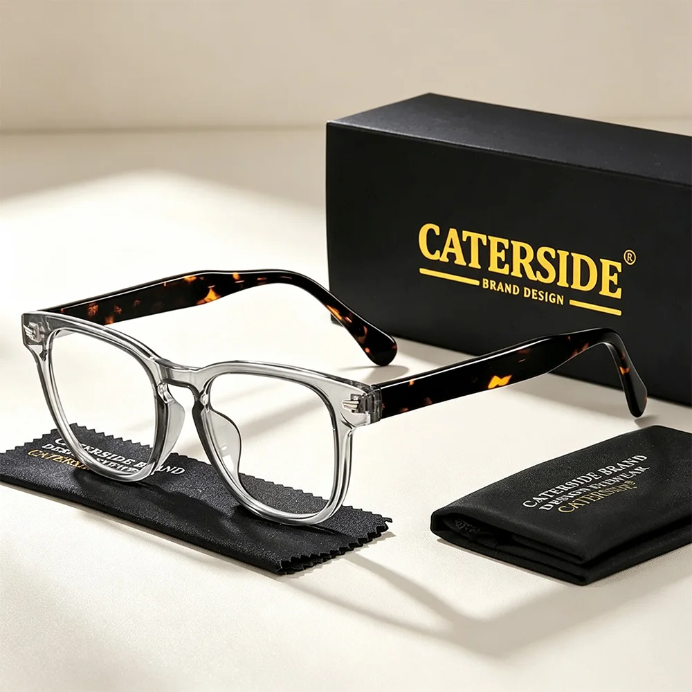 CATERSIDE New Men's Anti Blue Light Glasses High-Quality Pc Circular Eyeglass Frame Women's Business Leisure and Office Glasses
