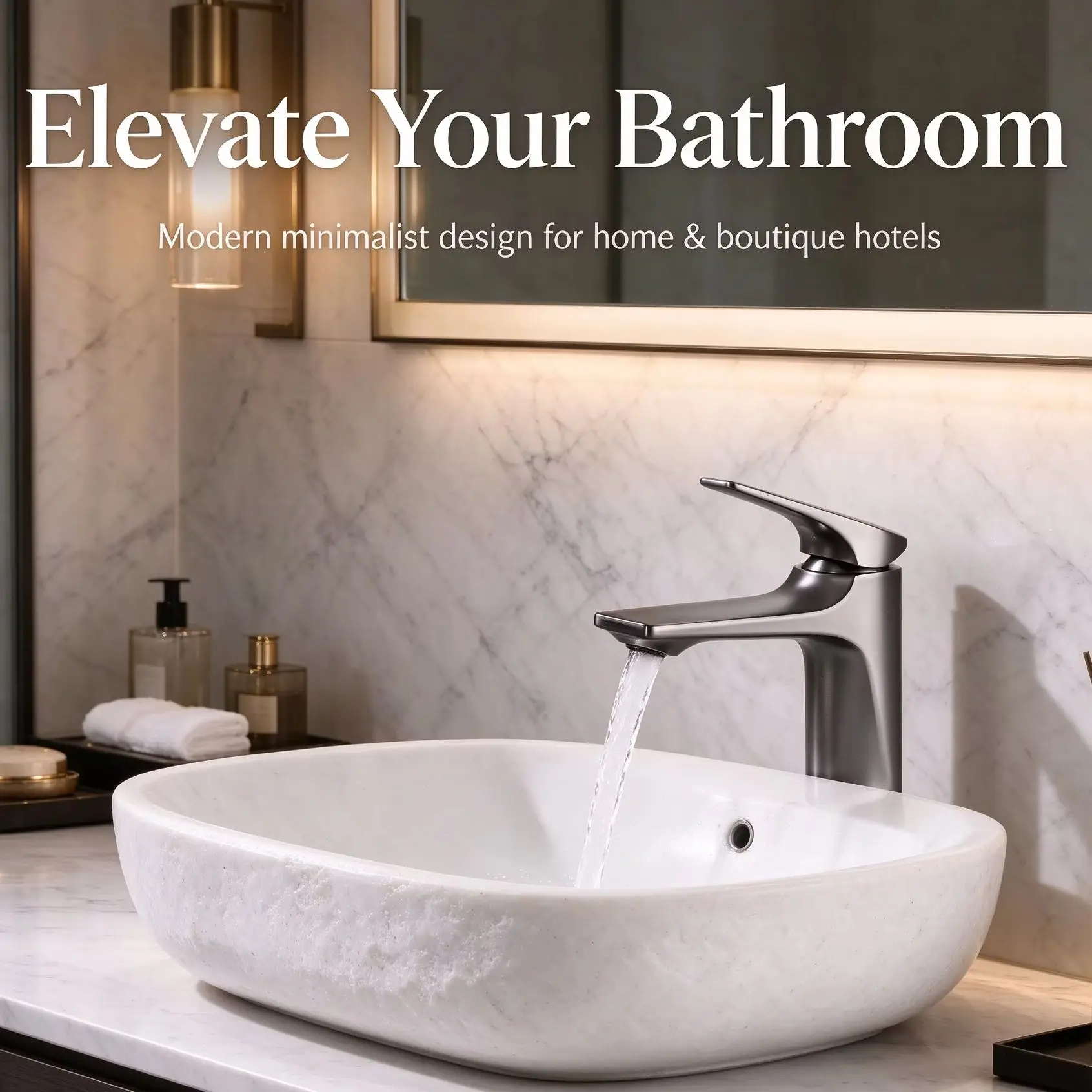 Bathroom Sink Faucet Deck Mounted Single Lever Basin Mixer Tap Hot Cold Ceramic Valve Core Black Chrome White Grey Brushed Gold