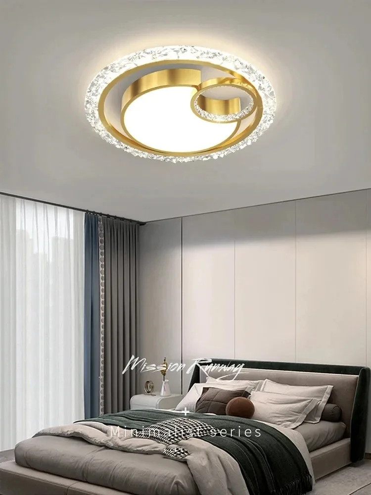 Modern Round Led modest Ceiling Lamps For Bedroom Kitchen Golden Crystal Luxury Chandeliers Study bathroom Ceiling chandelier